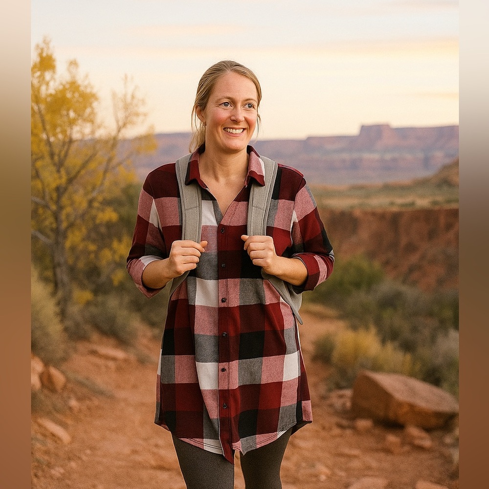 Plaid Button-Up  Flannel Women’s Top